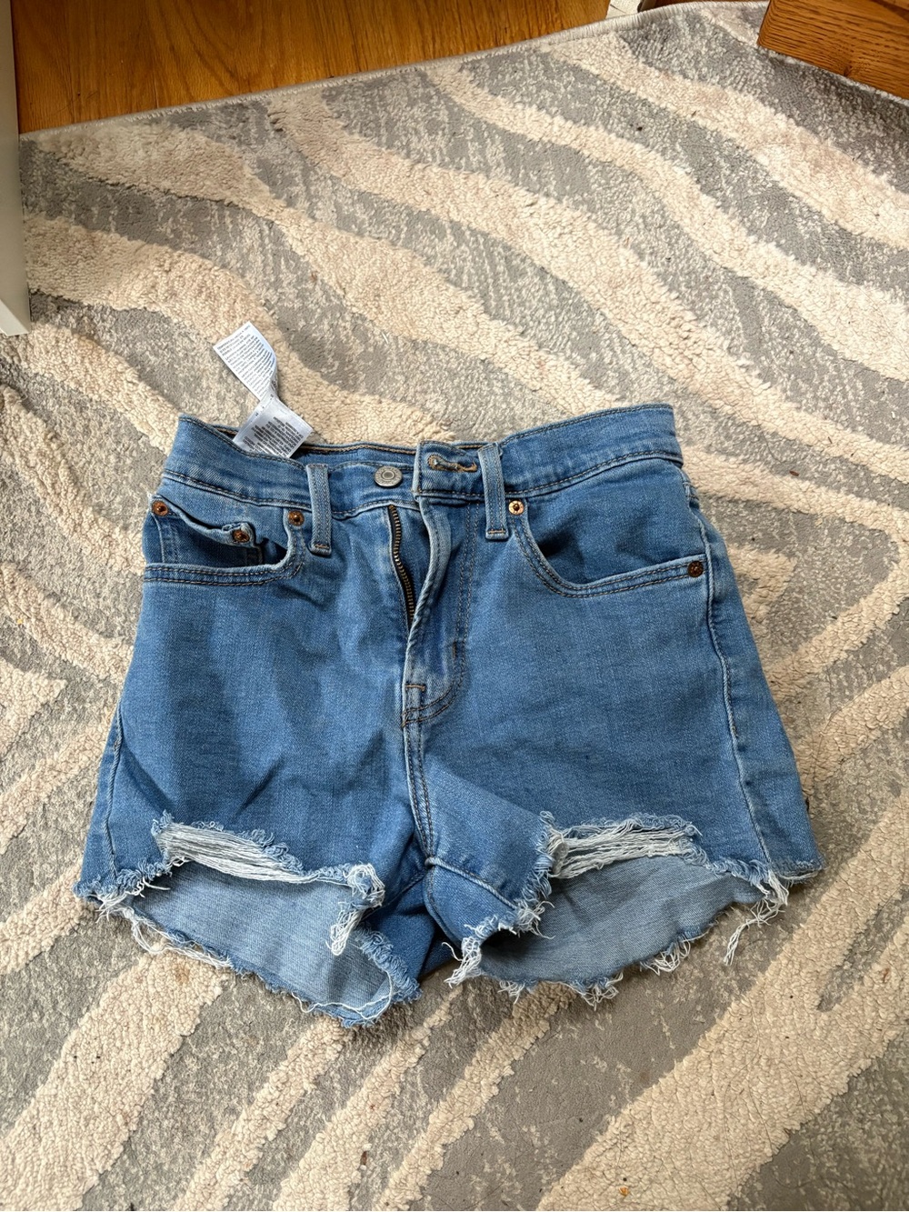 Women’s Levi’s Blue Distressed High-Waist Denim Shorts